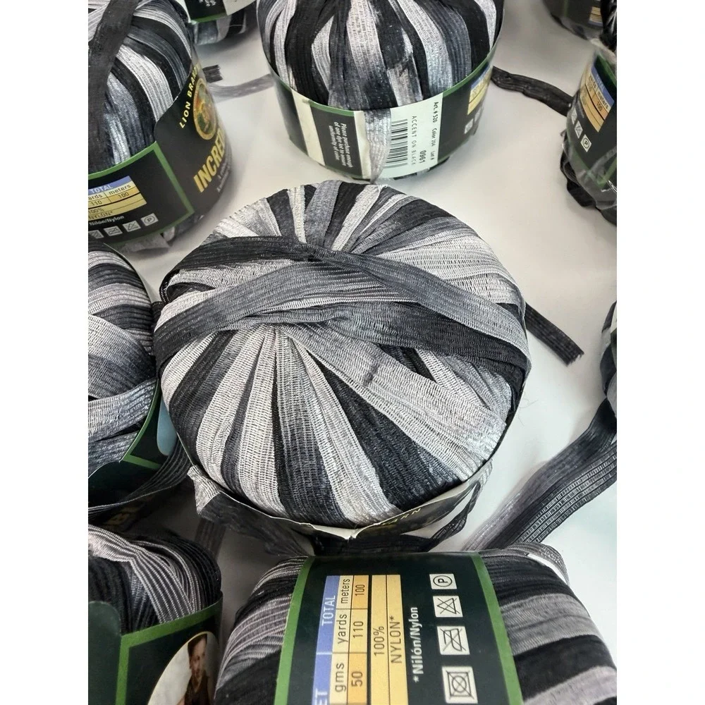 Lion Brand Yarn Incredible Ribbon Yarn Lot 14 Accent On Black Not Same Dye Lot